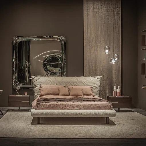 Letto di design Pascal in pelle e tessuto di Cattelan Italia