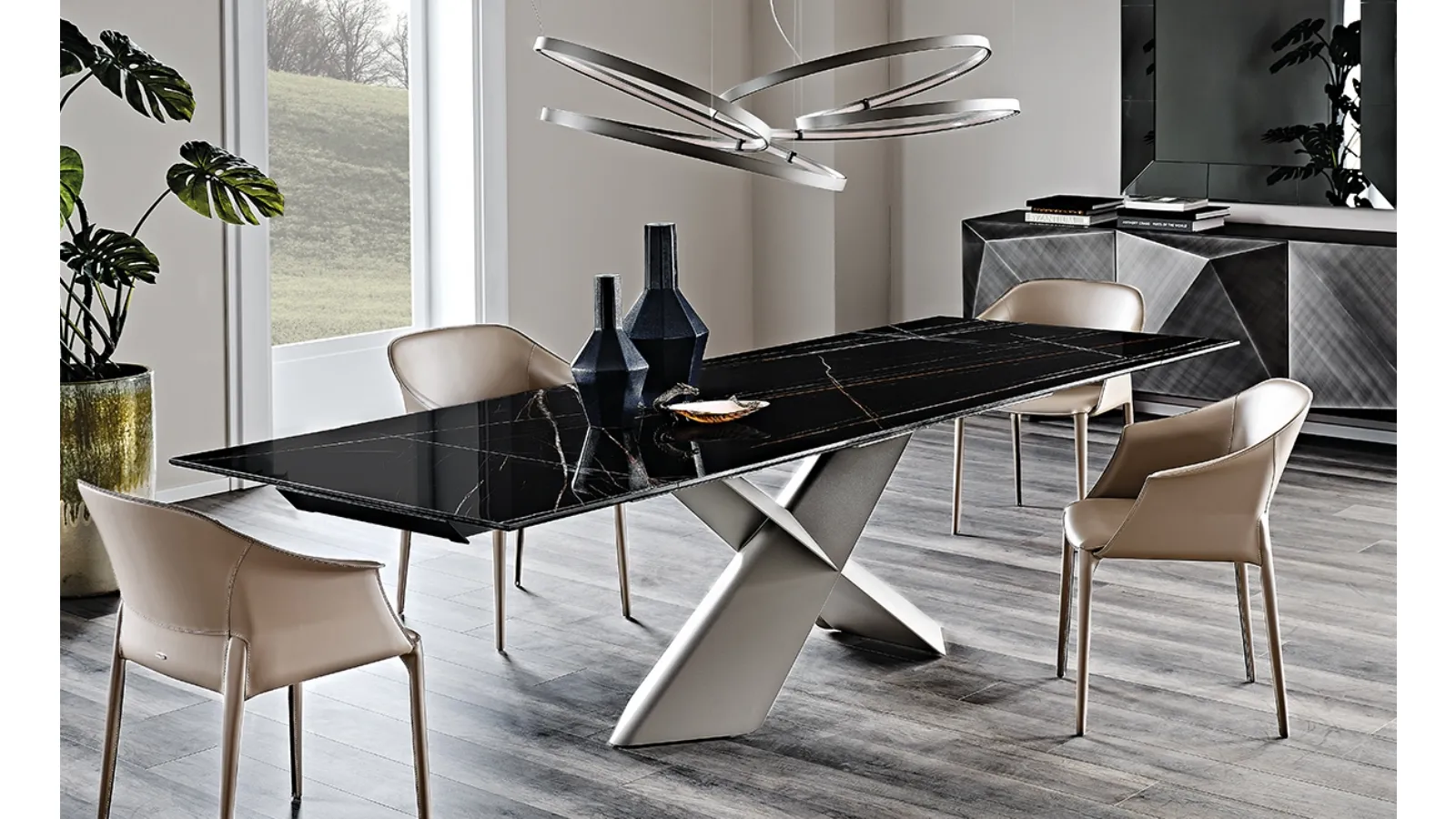 Tavolo allungabile con piano in ceramica Tyron Keramik Drive di Cattelan Italia