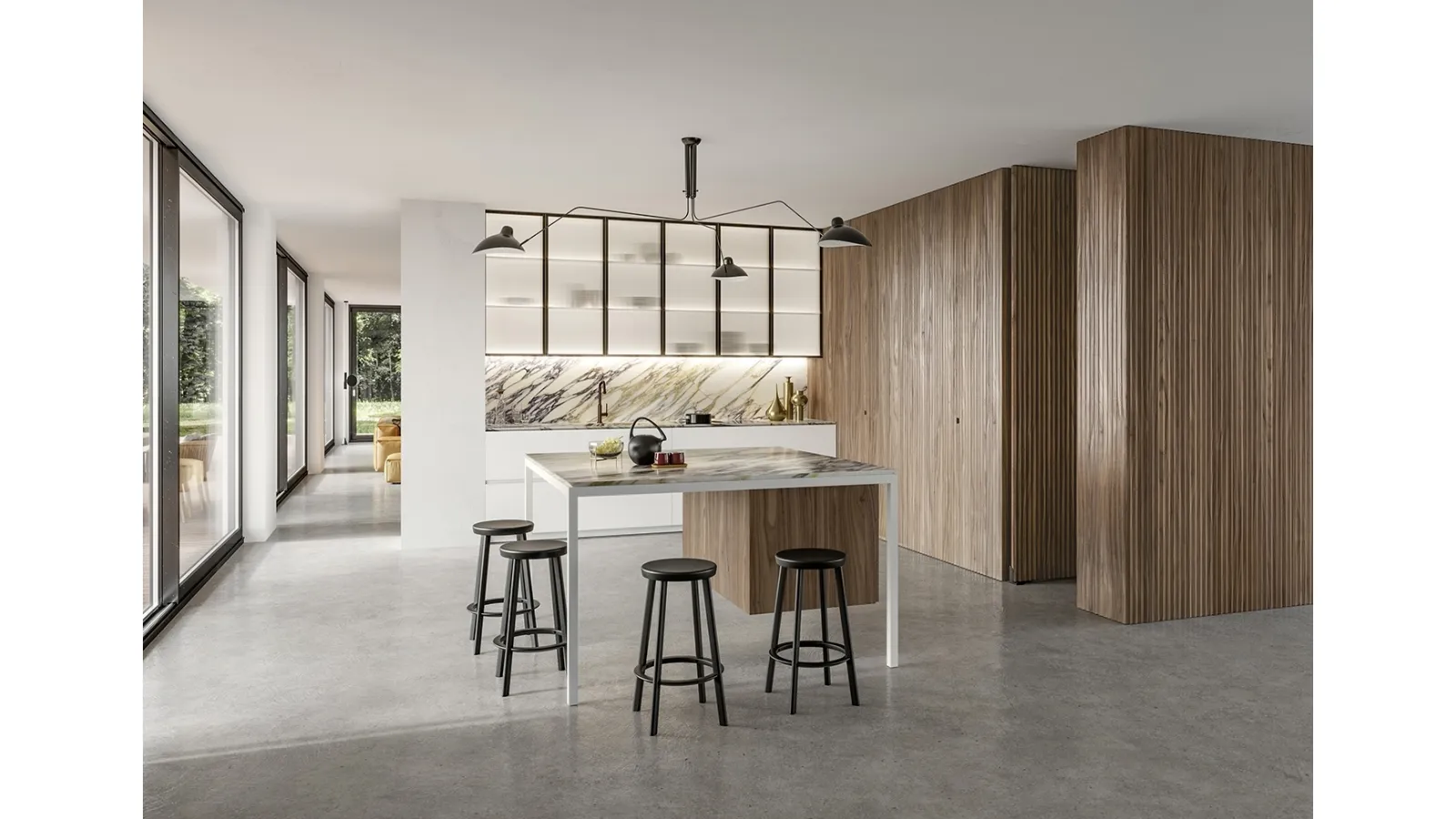 Cucina Design Senzatempo Collection in laccato, noce e marmo di Mittel