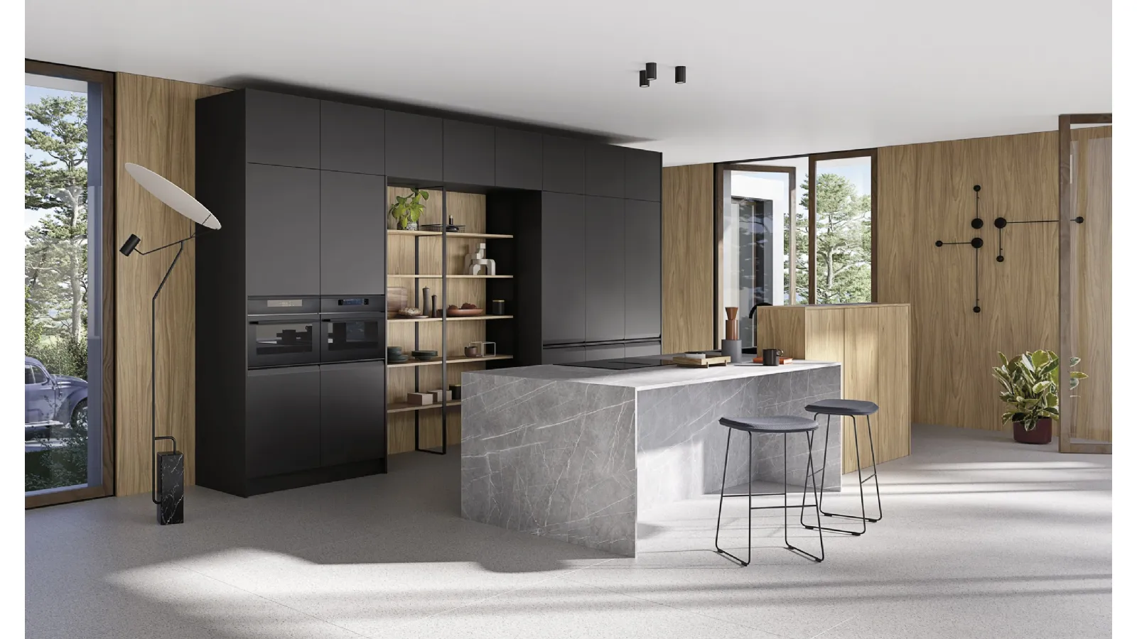 Cucina Moderna con isola K10 008 in laccato e HPL di Ar-due